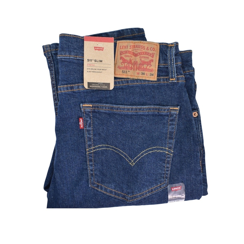 Levi's 511 Slim Fit Men's Blue Denim Jeans Stretch Size 36x34 NEW Comfort Pants